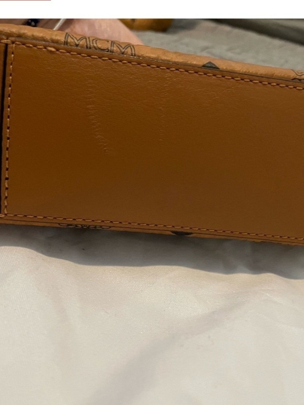 MCM Visetos Cognac Logo Crossbody with Gold Chain - Picture 6 of 6